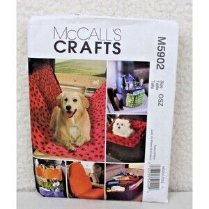 McCalls M5902 Car Organizers Pet Seat Backseat Cover Cup Organizer Pattern New